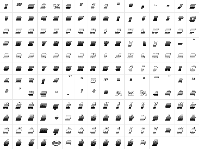 Turtle Mode Chrome Italic Italic  glyph index