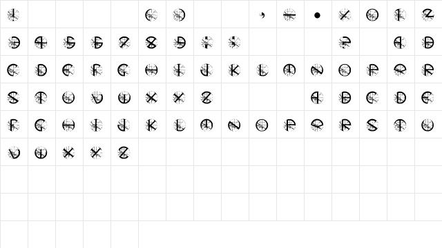 Stargazer Medium  glyph index