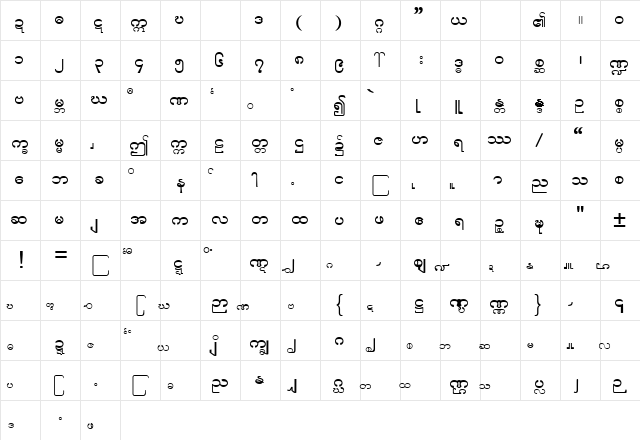 Code2 Regular  glyph index