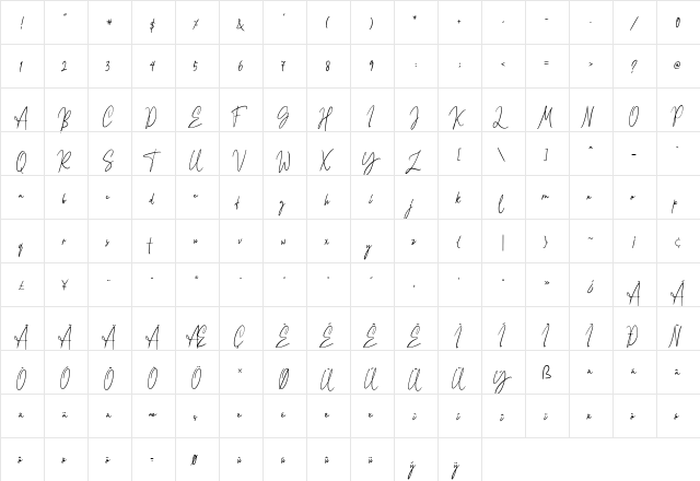 Balietan Demo Regular  glyph index