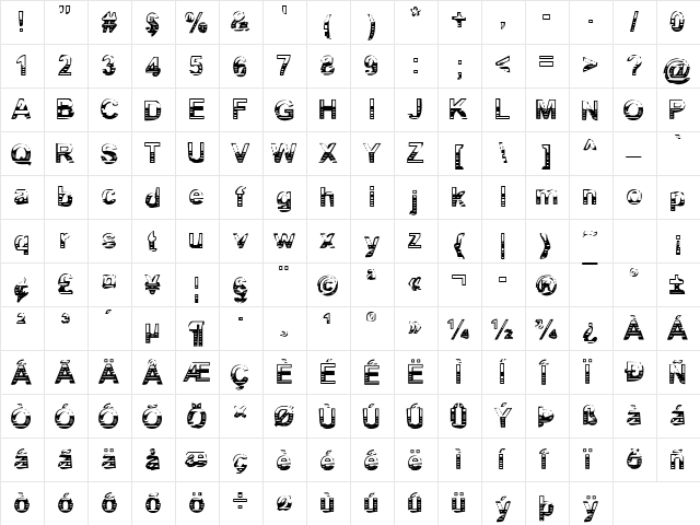 Stripes Becker Normal  glyph index