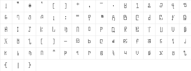Antimony Blue Regular  glyph index