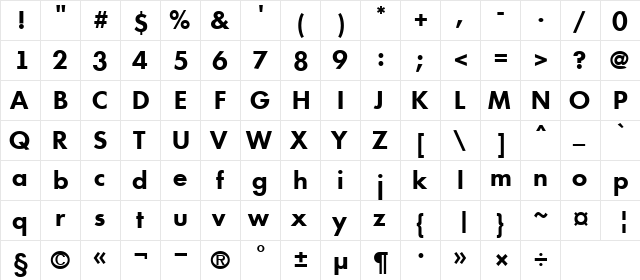 a_FuturicaBs Bold  glyph index