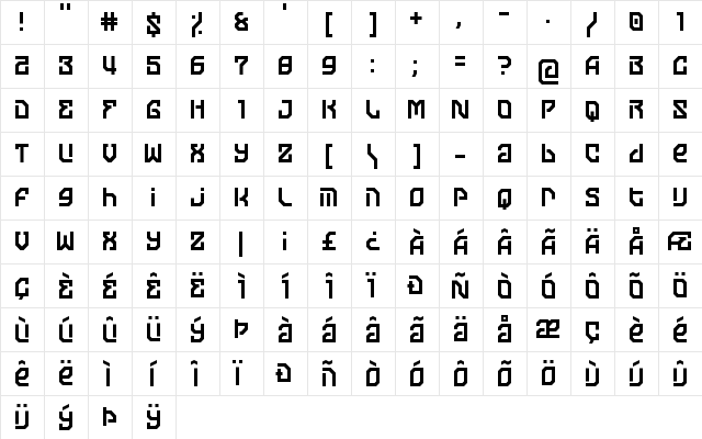 Moon of Jupiter Regular  glyph index