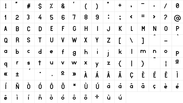 Aurea Regular  glyph index