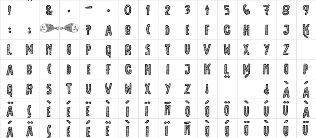 JMH Escamas White Regular  glyph index