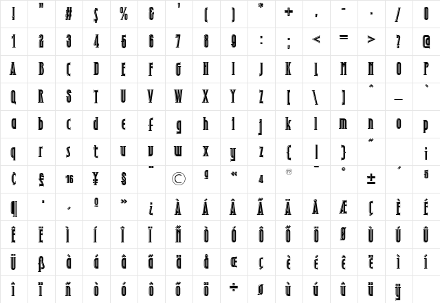 TFThotelmoderne Heavy  glyph index