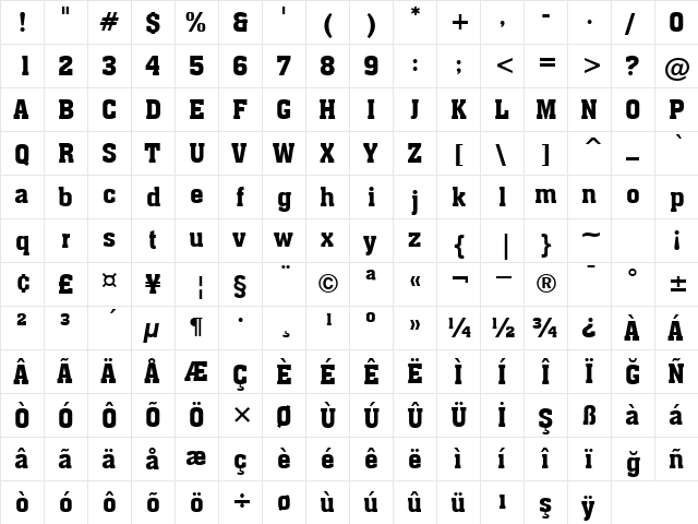 00799 Regular  glyph index