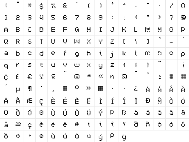 OneCross SemiBold  glyph index