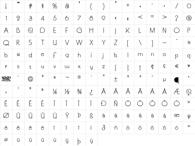 Souci Sans NF Regular  glyph index