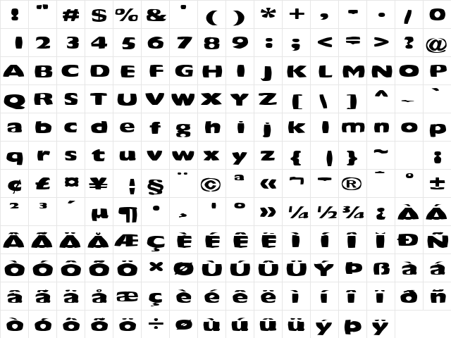 FZ WARPED 42 EX Normal  glyph index