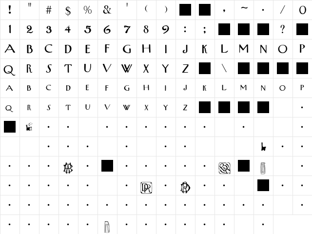 Julia 1 Regular  glyph index