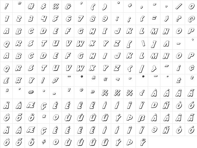 Jack's Candlestick 3D Regular  glyph index