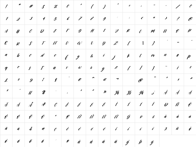 Boostone Italic Regular  glyph index
