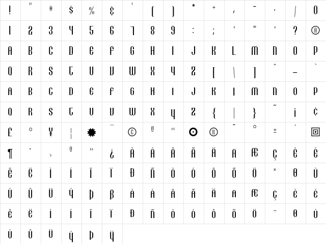 Lithia LightSmallCaps  glyph index