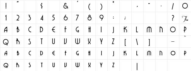 Sergant Regular  glyph index