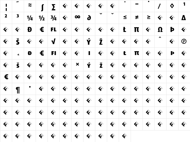 Dax-ExtraBoldCapsExp Bold  glyph index