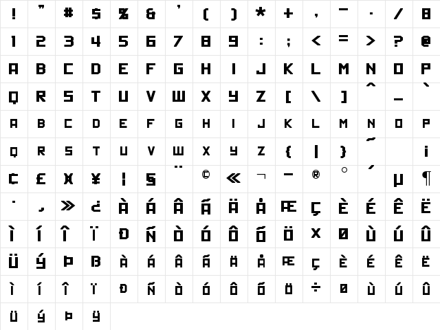 Politik Regular  glyph index