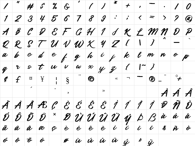 Hatchy Regular  glyph index