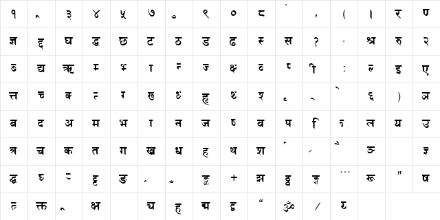 Himalb Regular  glyph index