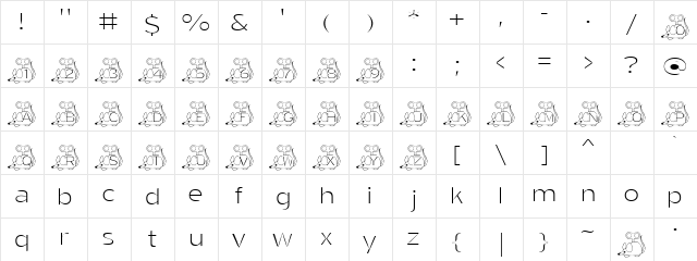MotorMouse Regular  glyph index