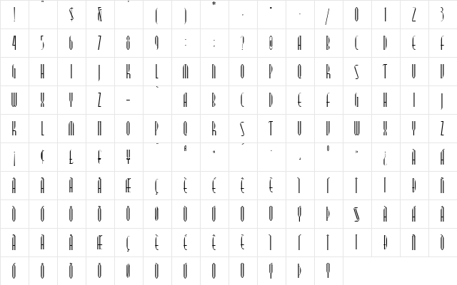 ModernTypography Regular  glyph index