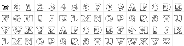 LMS Ladybird Regular  glyph index