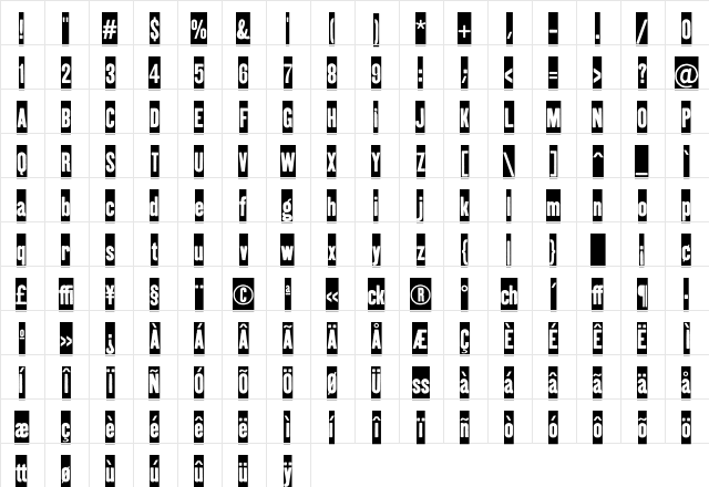 Kipp No2  glyph index