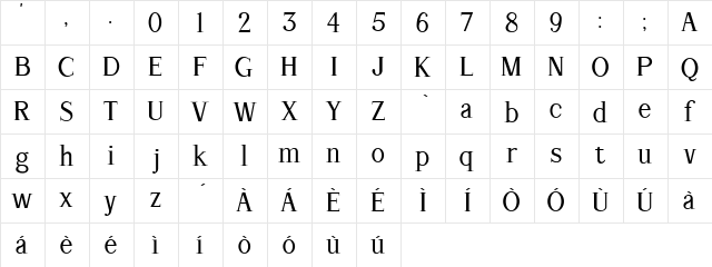 Arrow Serif  glyph index