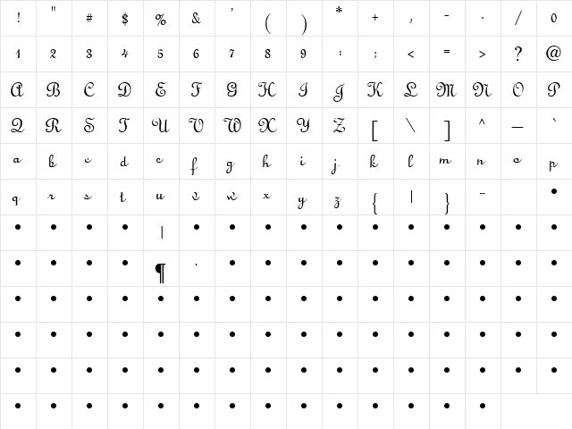 QTLinostroke Regular  glyph index