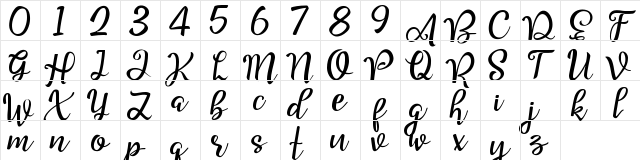 Good Feeling Script Regular  glyph index