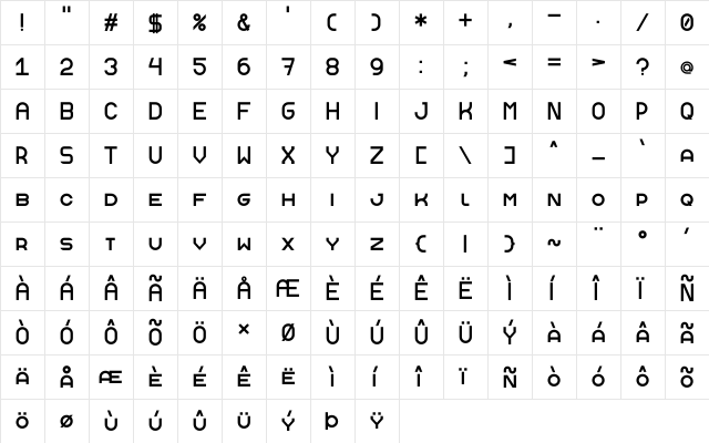 Anderson Regular  glyph index
