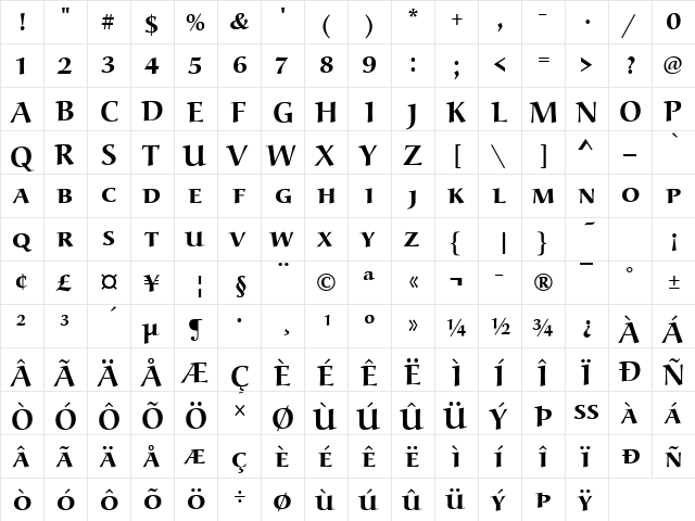 Alcuin Becker Discaps Bold Regular  glyph index