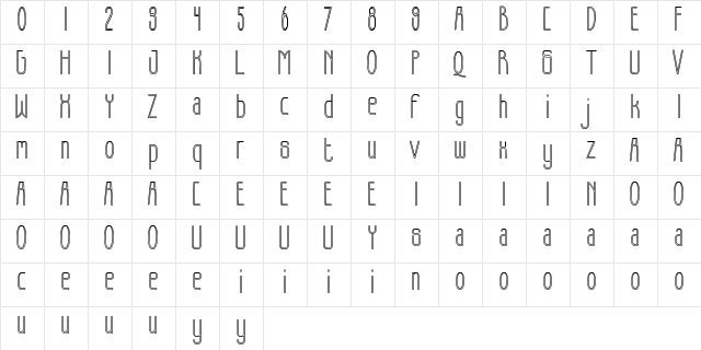 SUMMER LINE FREE Regular  glyph index