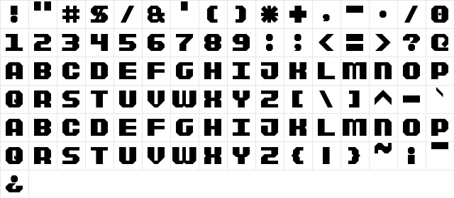 Sportsball Regular  glyph index