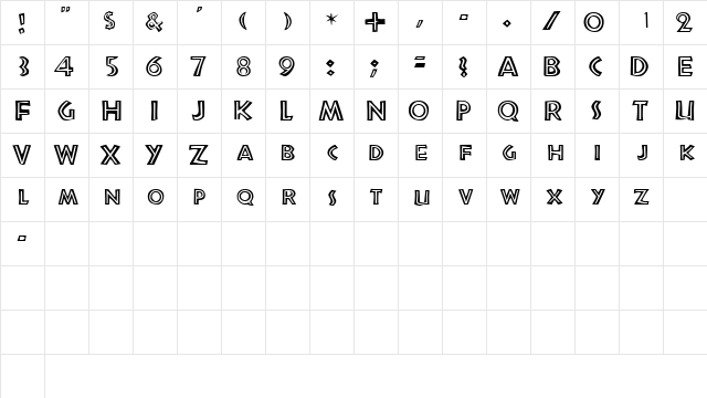 ScrewballSCapsSSK Regular  glyph index