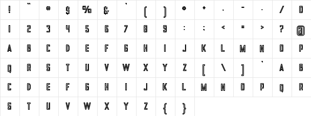 tron bold inline Regular  glyph index
