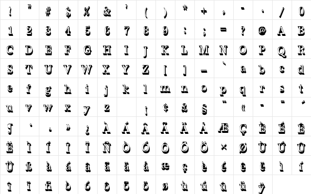 URWAntiquaTRegConSh1 Regular  glyph index