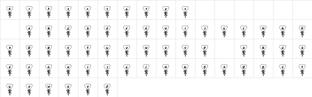 101! Love PoP Regular  glyph index