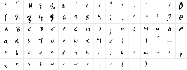 LastRevision Regular  glyph index