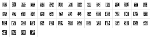 Romantique Initials Regular  glyph index
