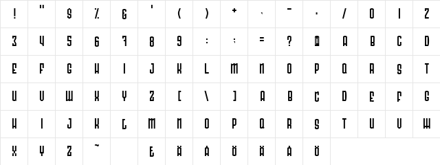 Radonator Normal  glyph index