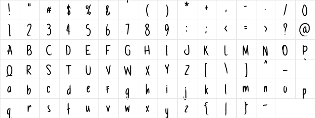 Gabrush Regular  glyph index