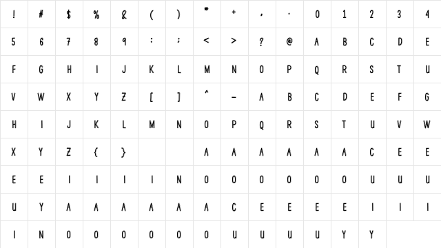 Moon Night Regular  glyph index