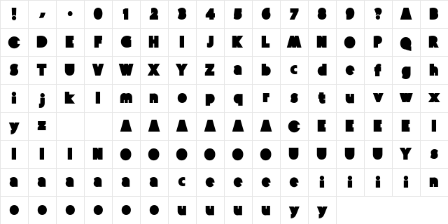 The Rock Regular  glyph index