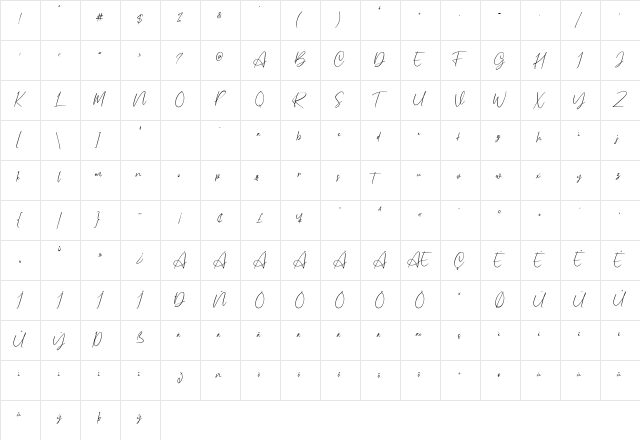 My Autumn Regular  glyph index