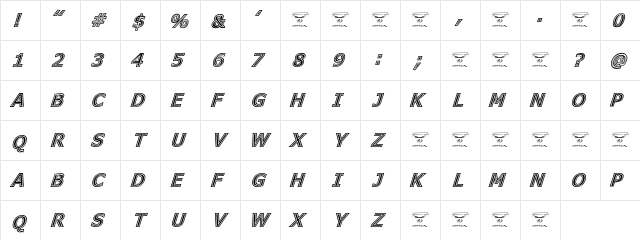 Genesee St Italic  glyph index