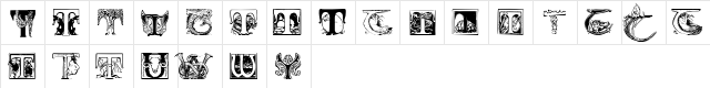 BattenT-Y Regular  glyph index