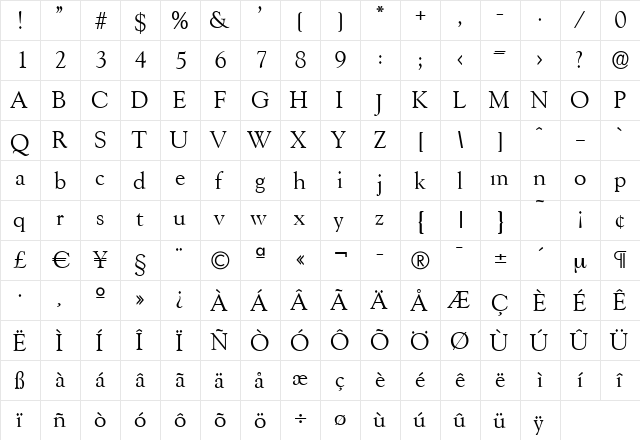 JackBecker Regular  glyph index