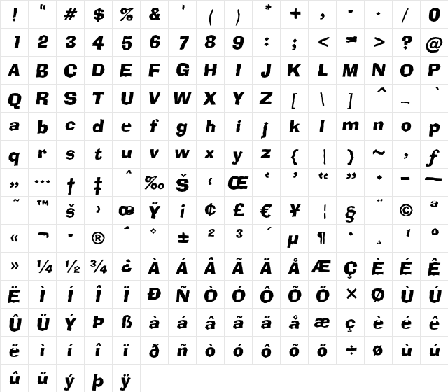 a_Broker Italic  glyph index